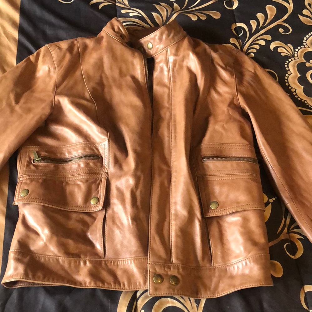 Tan soft leather jacket